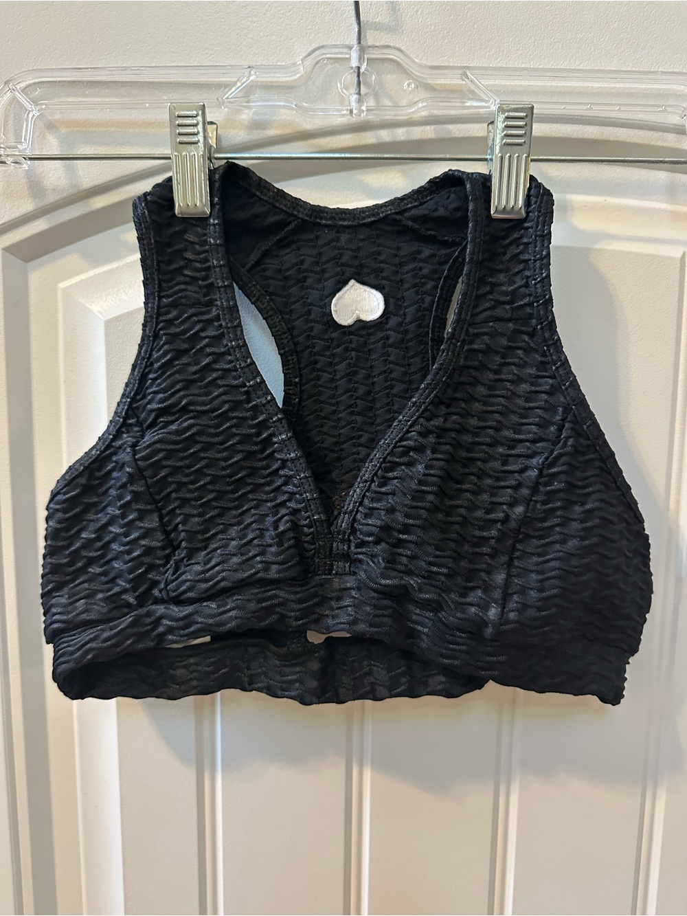 Booty by Brabants Black Textured V-Neck Sports Bralette